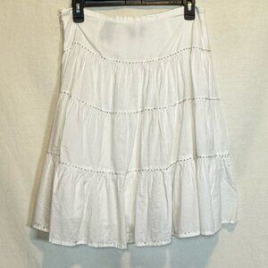 G-155 XOXO White Sequin Tiered A-line Lined MIDI Skirt Size S‎